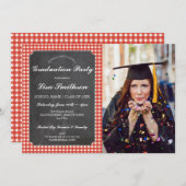 Rustic Graduation Party Red Check Chalk BBQ Foto Kaart (Voorkant / Achterkant)