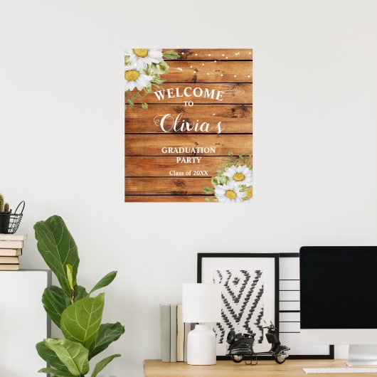 Rustic Graduation  welcome sign Poster (Thuiskantoor)