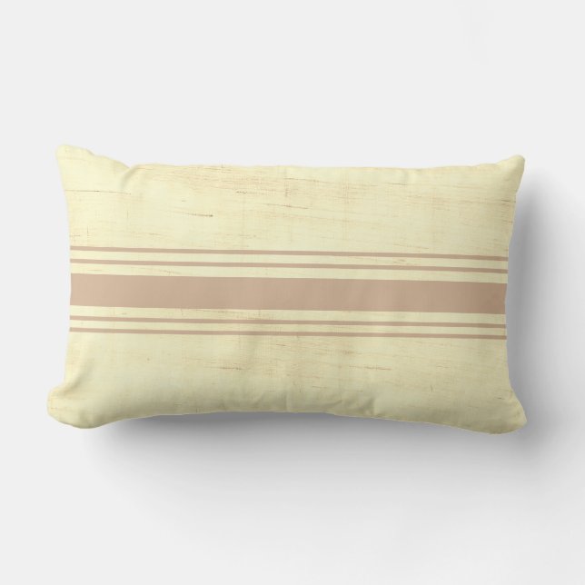 Rustic Grain Sack Cream Beige Stripes Kussen (Voorkant)