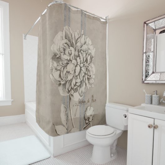 Rustic Grain Sack Style Peony Douchegordijn (In situ)