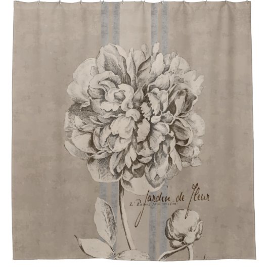 Rustic Grain Sack Style Peony Douchegordijn (Voorkant)