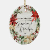 Rustic Grandma & Grandpa First Kerstversier Keramisch Ornament (Rechts)