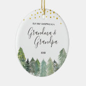 Rustic Grandma & Grandpa First Kerstversier Keramisch Ornament (Rechts)