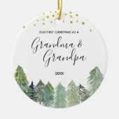 Rustic Grandma & Grandpa First Kerstversier Keramisch Ornament (Voorkant)