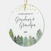 Rustic Grandma & Grandpa First Kerstversier Keramisch Ornament (Links)