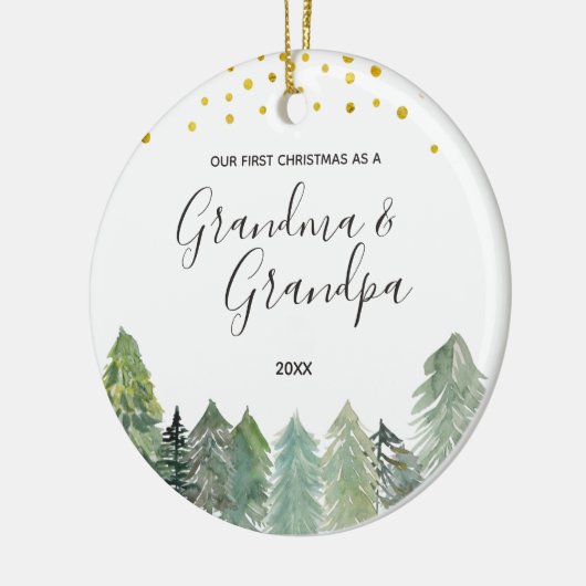 Rustic Grandma & Grandpa First Kerstversier Keramisch Ornament (Links)