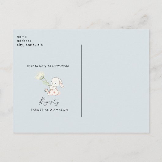 Rustic Grandma's Nursery Baby shower Blue Uitnodiging Briefkaart (Achterkant)