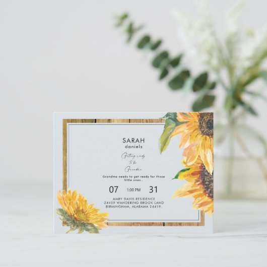 Rustic Grandma's Nursery Baby shower Blue Uitnodiging Briefkaart (Staand voorkant)