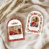 Rustic Grandmillennial Arch Christmas Photo Card Kaart