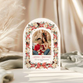 Rustic Grandmillennial Arch Christmas Photo Card Kaart