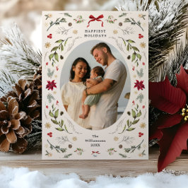Rustic Grandmillenniall Holiday Photo Card Kaart