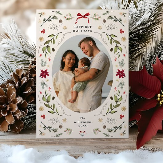 Rustic Grandmillenniall Holiday Photo Card Kaart