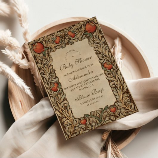 Rustic Granegranate  Baby shower Kaart