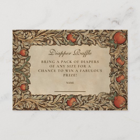 Rustic Granegranate Diapper Raffle Informatiekaartje (Voorkant)