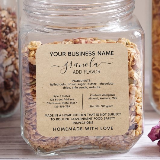 Rustic Granola Cottage Law Eten label sticker