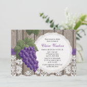 Rustic Grape Bridal Shower Invitations Kaart (Staand voorkant)