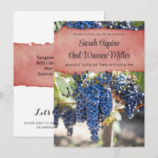 Rustic Grape Vines Wedding Invitation Kaart (Voorkant / Achterkant)