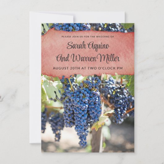 Rustic Grape Vines Wedding Invitation Kaart (Voorkant)