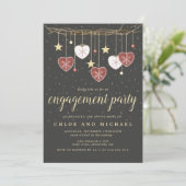 Rustic Grapevine and Heart Winter Engagement Party Kaart (Staand voorkant)