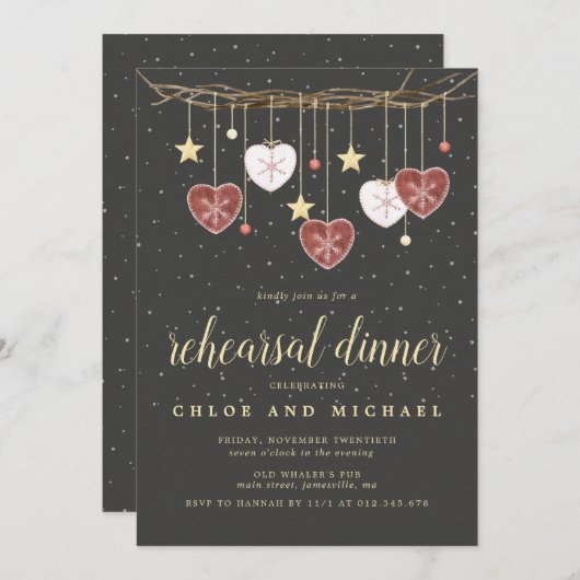 Rustic Grapevine, Star en Heart Rehearsal Dinner Kaart (Voorkant / Achterkant)