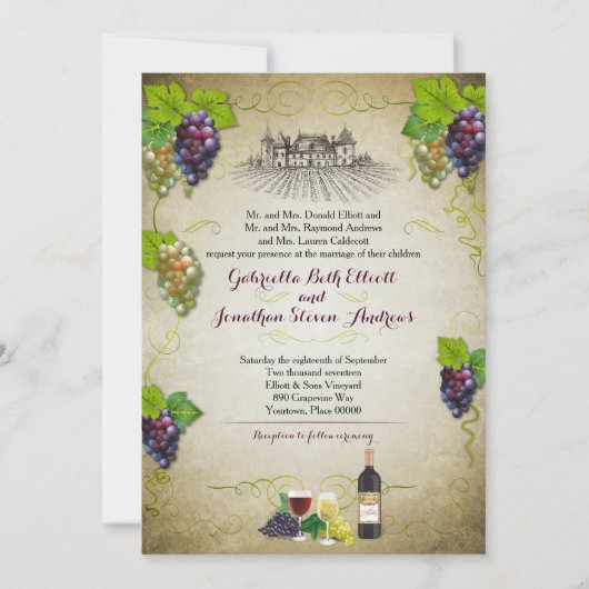 Rustic Grapevine Vineyard Wedding Event Kaart (Voorkant)