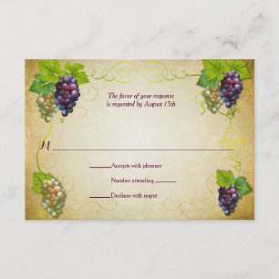 Rustic Grapevine Vineyard Wedding Event Reply RSVP