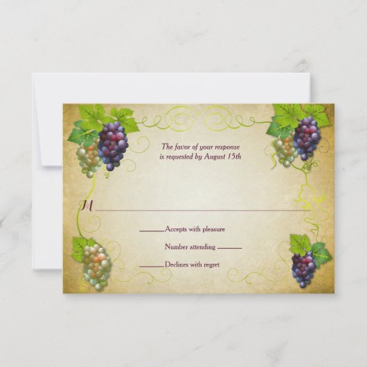 Rustic Grapevine Vineyard Wedding Event Reply RSVP Kaartje (Voorkant)