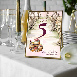 Rustic Grapevine Winery Trouwtafelnummer Bedankkaart