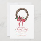 Rustic Grapevine Wreath Holiday Party Kaart (Voorkant)