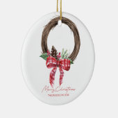 Rustic Grapevine Wreath Merry kerstavond Keramisch Ornament (Rechts)