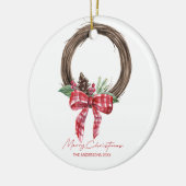 Rustic Grapevine Wreath Merry kerstavond Keramisch Ornament (Links)
