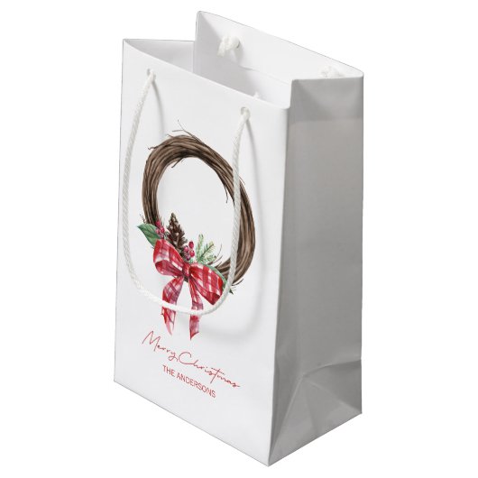 Rustic Grapevine Wreath Merry kerstavond Klein Cadeauzakje (Achterkant Gekanteld)