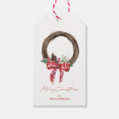Rustic Grapevine Wreath Merry Kerstmis Cadeaulabel (Voorkant)