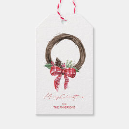Rustic Grapevine Wreath Merry Kerstmis Cadeaulabel