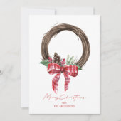Rustic Grapevine Wreath Merry Kerstmis Feestdagenkaart (Voorkant)