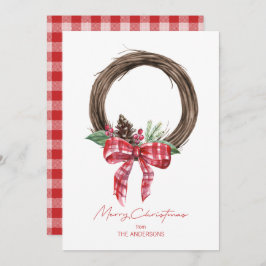 Rustic Grapevine Wreath Merry Kerstmis Feestdagenkaart