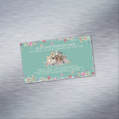 Rustic Grass Green Botanical Pets Cute Dogs Magnetisch Visitekaartje (Voorbeeld)