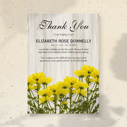 Rustic Gratitude Sympathie Bedankkaart