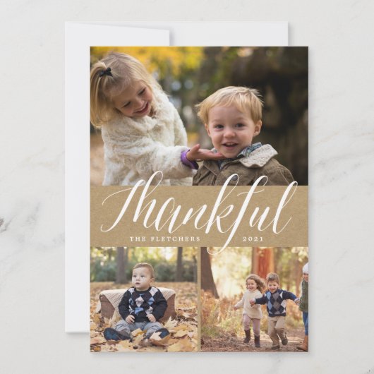 Rustic Gratitude | Thanksgiving fotocollage kaart (Voorkant)