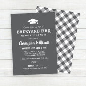 Rustic Gray Backyard BBQ Graduation Party Kaart