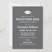 Rustic Gray Backyard BBQ Graduation Party Kaart (Voorkant)