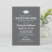 Rustic Gray Backyard BBQ Graduation Party Kaart (Staand voorkant)