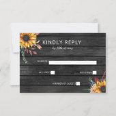 Rustic Gray Barn Wood Country Sunflower Weddenscha RSVP Kaartje (Voorkant)
