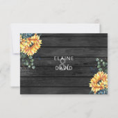 Rustic Gray Barn Wood Country Sunflower Weddenscha RSVP Kaartje (Achterkant)