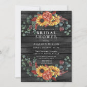 Rustic Gray Barn Wood Sunflower Vrijgezellenfeest Kaart (Voorkant)