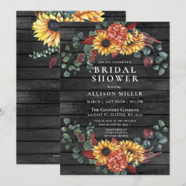 Rustic Gray Barn Wood Sunflower Vrijgezellenfeest Kaart