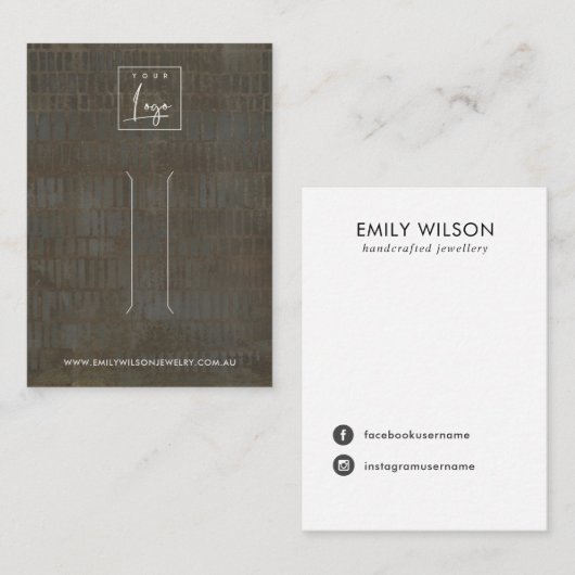 RUSTIC GRAY BRONZE LINE HAIR CLIP DISPLAY CARD VISITEKAARTJE (Voorkant / Achterkant)