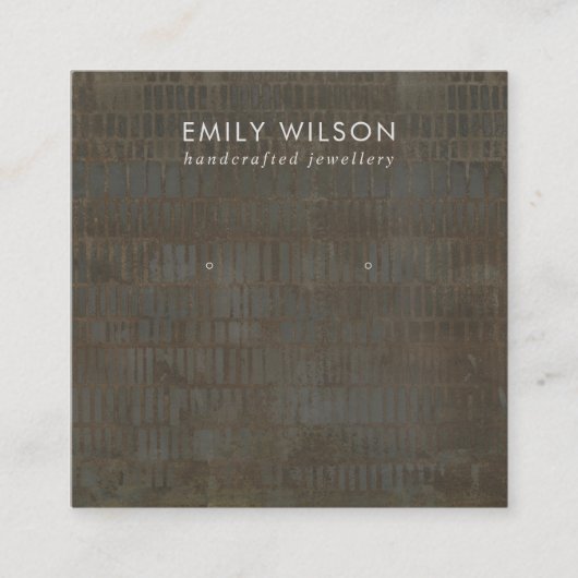 RUSTIC GRAY BRONZE LINE STUD EARRING DISPLAY CARD VIERKANTE VISITEKAARTJE (Voorkant)