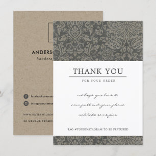 RUSTIC GRAY DAMASK PATROON CORPORATE BUSINESS LOGO BEDANKKAART