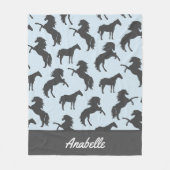 Rustic Gray Horse Silhouettes | Gepersonaliseerd Fleece Deken (Voorkant)